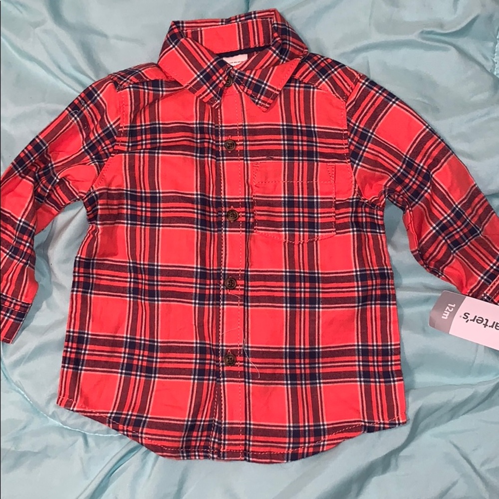 NWT Carter’s plaid button down shirt - 12 month